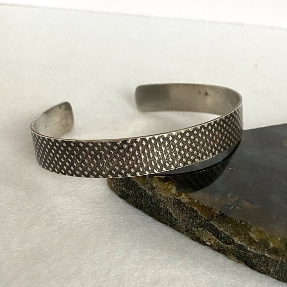 Oxidized Sterling Silver 925 Artisan A&M 10.5MM Textured Cuff Bracelet Sz 7.5" - Picture 16 of 16